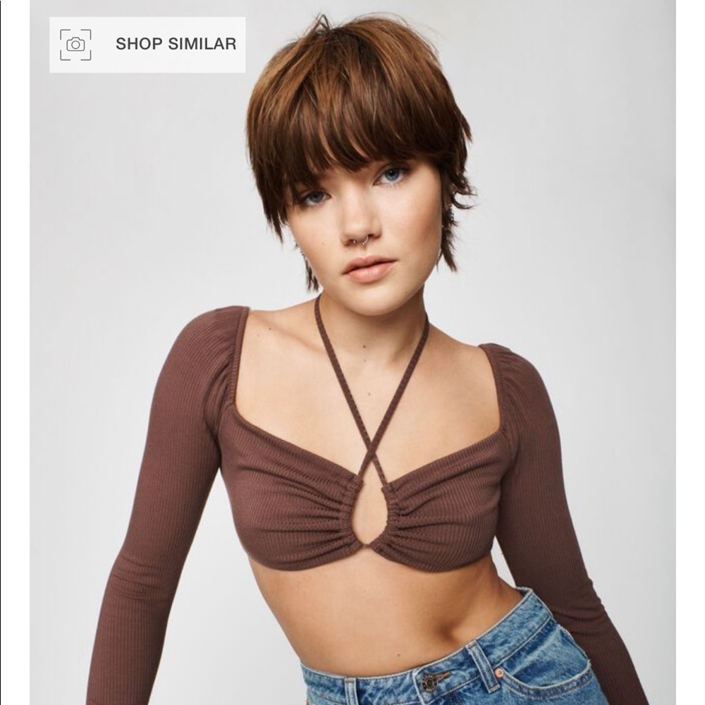 NWT garage brown peekaboo top.  Size medium